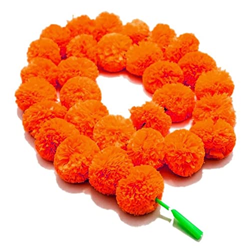 Abhaas Artificial Marigold Graland Flowers for Decoration Long Toran Indian genda phool for Wedding Festival (4.6 Feet/Orange/Set of 5 Mala) - Image 4