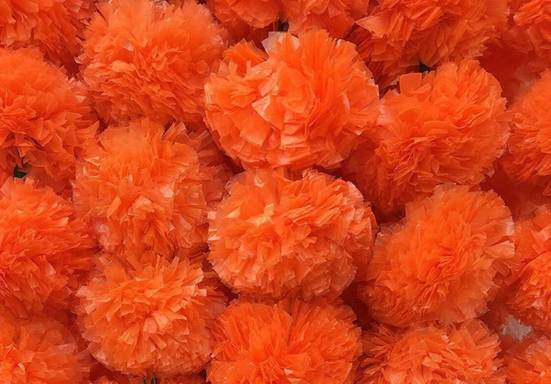 Abhaas Artificial Marigold Graland Flowers for Decoration Long Toran Indian genda phool for Wedding Festival (4.6 Feet/Orange/Set of 5 Mala) - Image 3