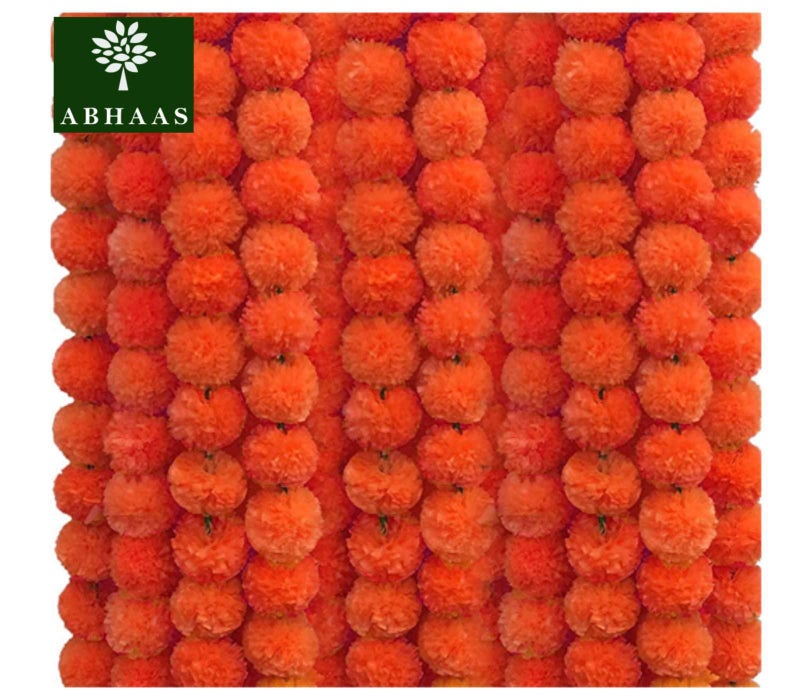 Abhaas Artificial Marigold Graland Flowers for Decoration Long Toran Indian genda phool for Wedding Festival (4.6 Feet/Orange/Set of 5 Mala) - Image 1