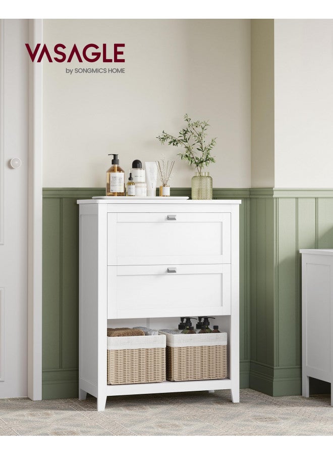 VASAGLE VASAGLE Bathroom Cabinet, Storage Cabinet and Bathroom Organizers, 2 Drawers with 1 Adjustable Divider, 2 Baskets, Sideboard, 11.8 x 23.6 x 31.5 Inches, Cloud White UBBC545W02  - Image 2