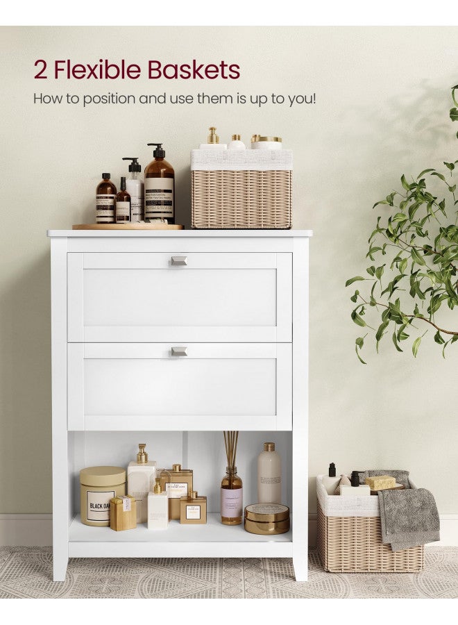 VASAGLE VASAGLE Bathroom Cabinet, Storage Cabinet and Bathroom Organizers, 2 Drawers with 1 Adjustable Divider, 2 Baskets, Sideboard, 11.8 x 23.6 x 31.5 Inches, Cloud White UBBC545W02  - Image 5