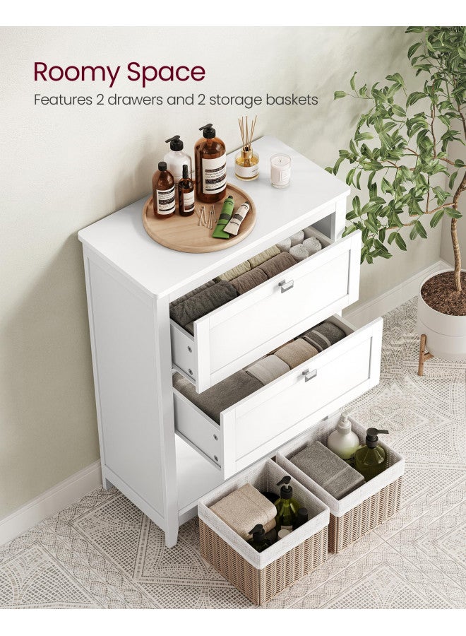 VASAGLE VASAGLE Bathroom Cabinet, Storage Cabinet and Bathroom Organizers, 2 Drawers with 1 Adjustable Divider, 2 Baskets, Sideboard, 11.8 x 23.6 x 31.5 Inches, Cloud White UBBC545W02  - Image 3