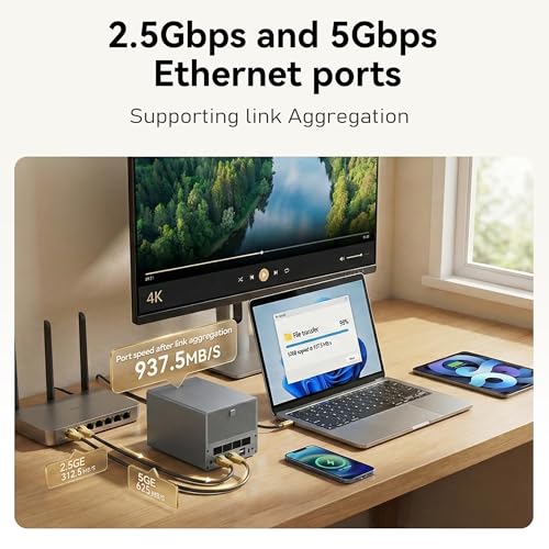 Beelink Mini PC, ME Pro 2-Bay NAS, Intel N95 CPU,12GB LPDDR5, 128G SSD, 3×M.2 SSD Slots, 2×2.5/3.5"Drive Bays, 2.5G+5G Dual LAN/Support Link Aggregation/ 4K Dual Display/WiFi6/BT5.4, Home Media/Studio - Image 4