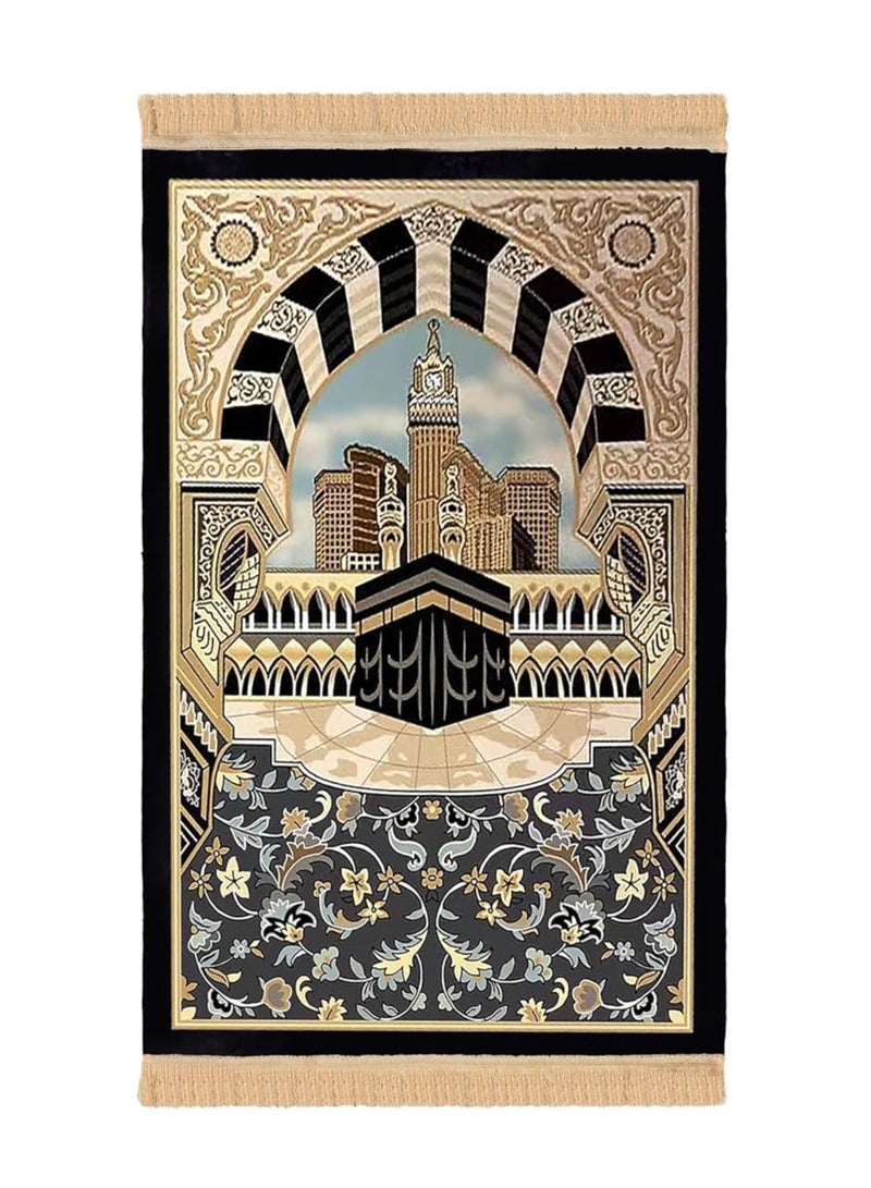 Thick Padded Muslim Prayer Rug Traditional Patterns Islam Prayer Mat with Tassels, Comfort Kneel Floor Carpet Islamic Namaz Rug Praying Mat Home Decor, Eid Ramadan Rug for Men Women Kids  - Image 1