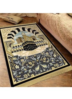 Generic Thick Padded Muslim Prayer Rug Traditional Patterns Islam Prayer Mat with Tassels, Comfort Kneel Floor Carpet Islamic Namaz Rug Praying Mat Home Decor, Eid Ramadan Rug for Men Women Kids  - Image 2