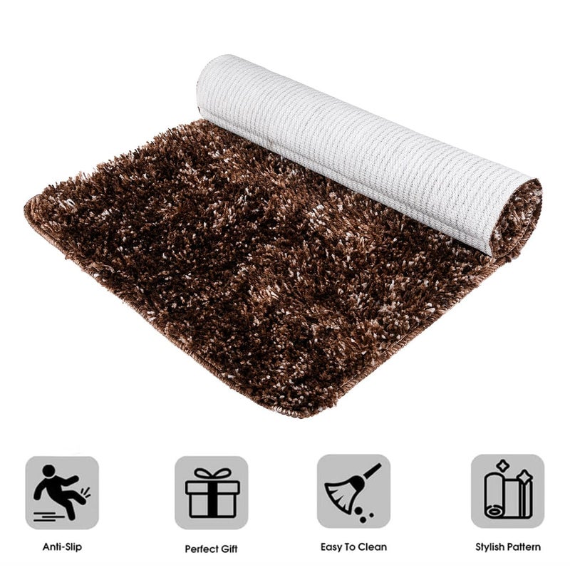 Kuber Industries Kuber Industries 2x6 Ft Bed Side Runner For Bedroom Living Room AntiSkid Carpet For Hall Foldable Kitchen Long Floor Rug For Home Lexus Brown  - Image 4