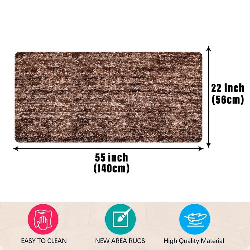 Kuber Industries Kuber Industries 2x6 Ft Bed Side Runner For Bedroom Living Room AntiSkid Carpet For Hall Foldable Kitchen Long Floor Rug For Home Lexus Brown  - Image 2