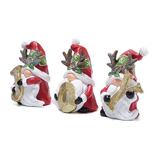 Hodao Christmas Joy Gnomes Decorations Indoor Home Decor Christmas Antlers Gnomes Figurines Table Decorations Cute Christmas Gnomes Gifts (Christmas red Joy gnome) - Image 4