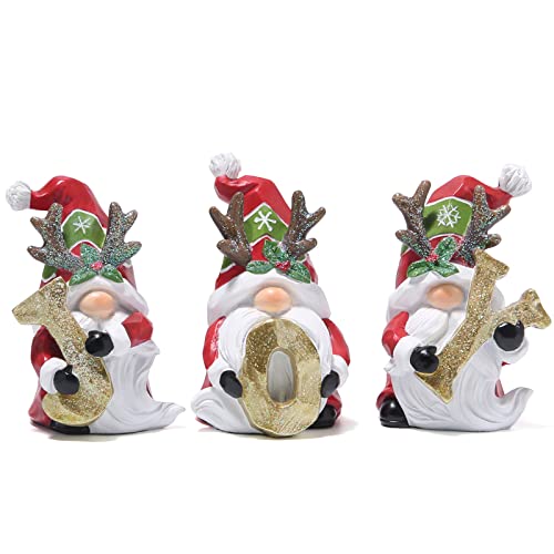 Hodao Christmas Joy Gnomes Decorations Indoor Home Decor Christmas Antlers Gnomes Figurines Table Decorations Cute Christmas Gnomes Gifts (Christmas red Joy gnome) - Image 1