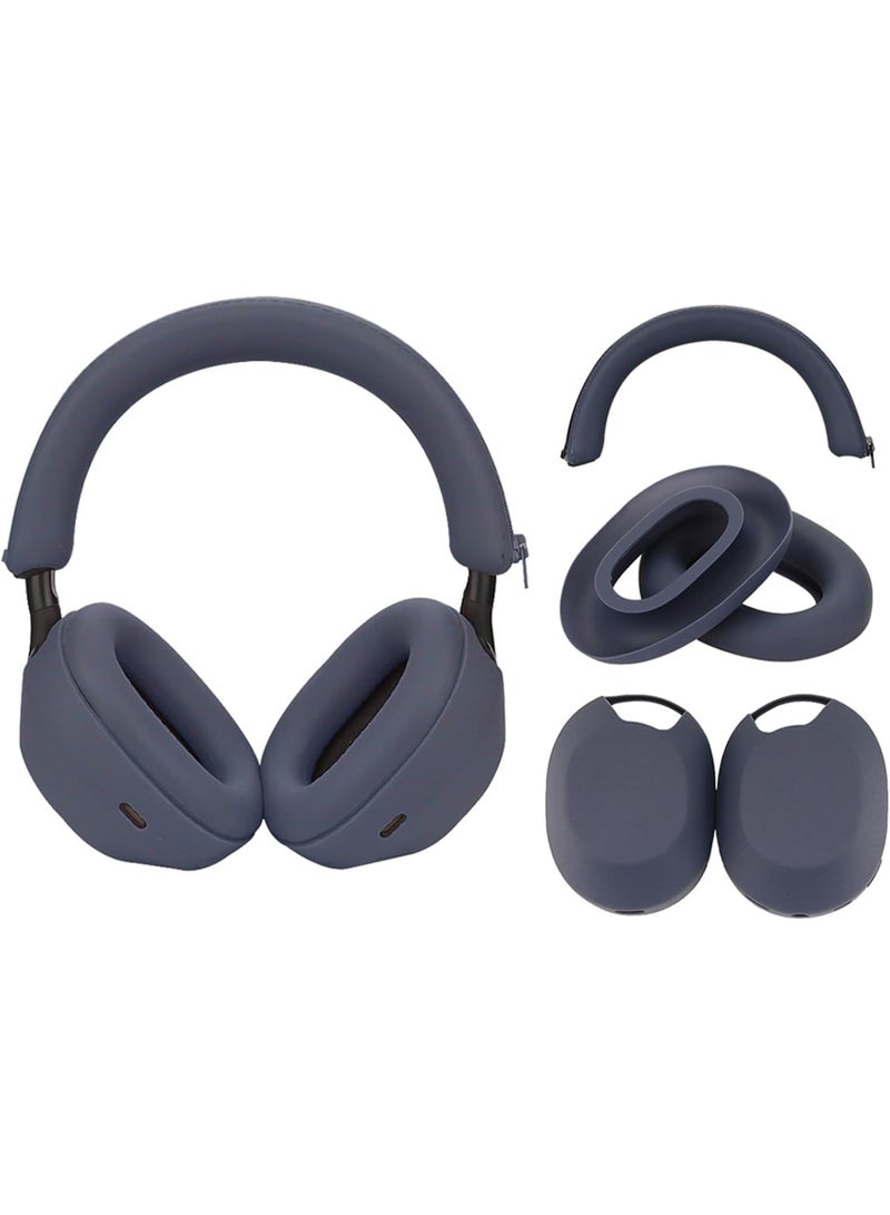 3 Sets Silicone Sweat Case Cover for Sony WH-1000XM5 Headphones, Embody XM5 Earpad Cover/Ear Covers/Headband Cover Protector, Washable Sweatproof Soft Silicone Headphone Accessories（Blue） - Image 1