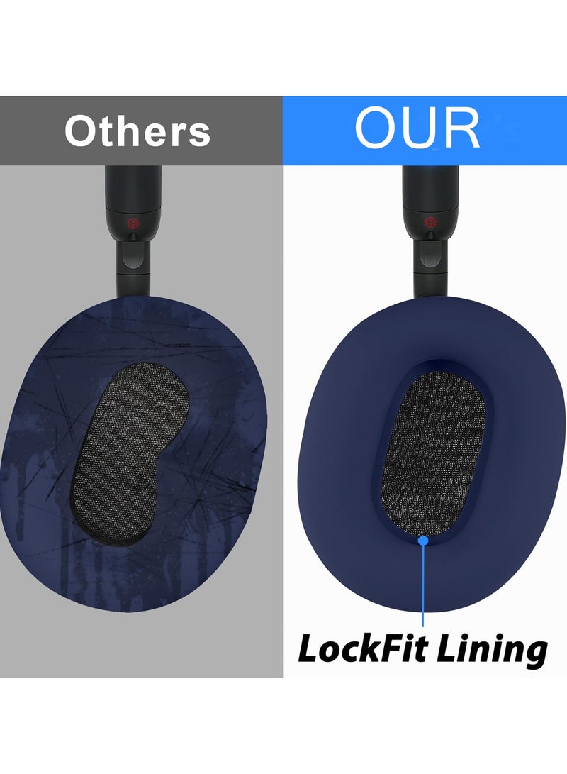 3 Sets Silicone Sweat Case Cover for Sony WH-1000XM5 Headphones, Embody XM5 Earpad Cover/Ear Covers/Headband Cover Protector, Washable Sweatproof Soft Silicone Headphone Accessories（Blue） - Image 3