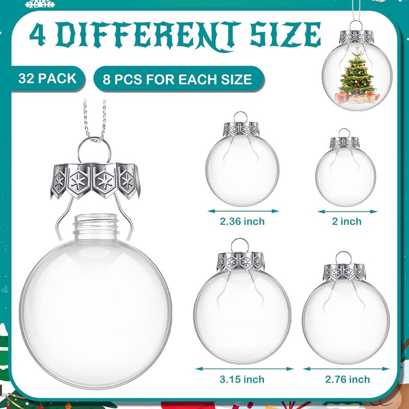 Macarrie Clear Plastic Fillable Ornament Balls 2236276315 Inch Clear Plastic Christmas Ball Ornaments for DIY Crafts Christmas Tree Decor - Image 2