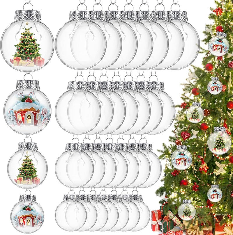Macarrie Clear Plastic Fillable Ornament Balls 2236276315 Inch Clear Plastic Christmas Ball Ornaments for DIY Crafts Christmas Tree Decor - Image 1