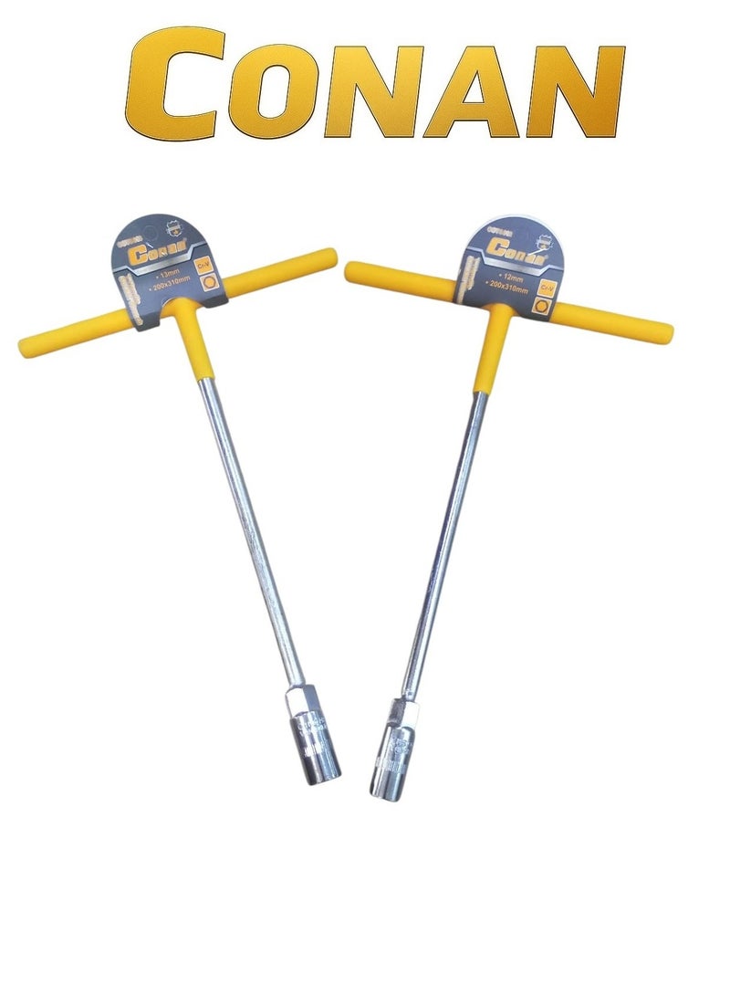CONAN T-Handle Socket Wrench Set | Models COTS812 + COTS813 | 12mm & 13mm | 200×310 mm Long Reach | High-Strength Cr-V Steel | Comfortable Grip & High Torque Performance - Image 1