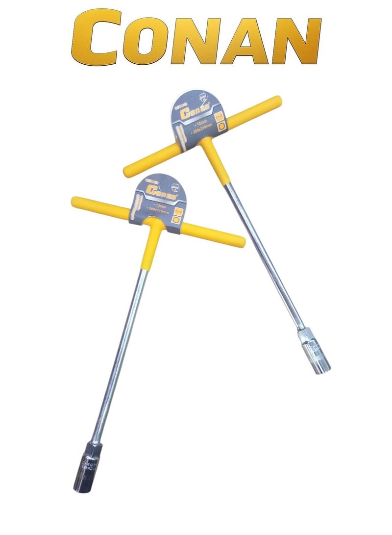 CONAN T-Handle Socket Wrench Set | Models COTS812 + COTS813 | 12mm & 13mm | 200×310 mm Long Reach | High-Strength Cr-V Steel | Comfortable Grip & High Torque Performance - Image 3