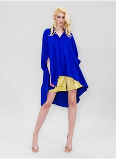 Blue Poplin Tunic Butterfly Sleeve