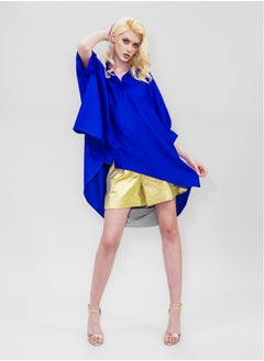 BITOLIA GALLERY Blue Poplin Tunic Butterfly Sleeve  - Image 4