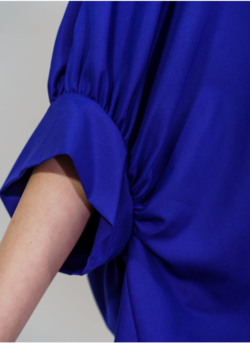 BITOLIA GALLERY - Blue Poplin Tunic Butterfly Sleeve - Image 1