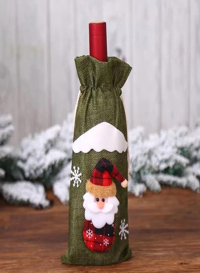 Moira Green Santa Wine Bottle Gift Cover Bag, Drawstring Closure, Burlap Wine Bag 30 X 14 cm - Image 3