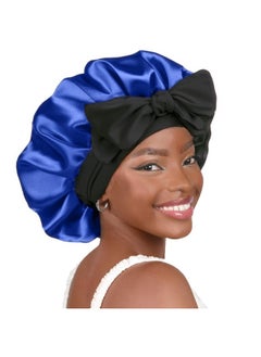 Single-layer black ribbon - royal blue