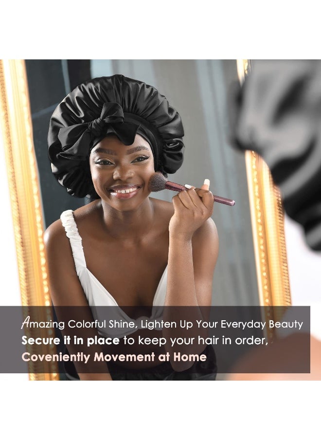 NIBEMINENT Trending Satin Ribbon Bow Wide Brim Hat - Fashionable Silk-Like Hair Care Accessory  - Image 3