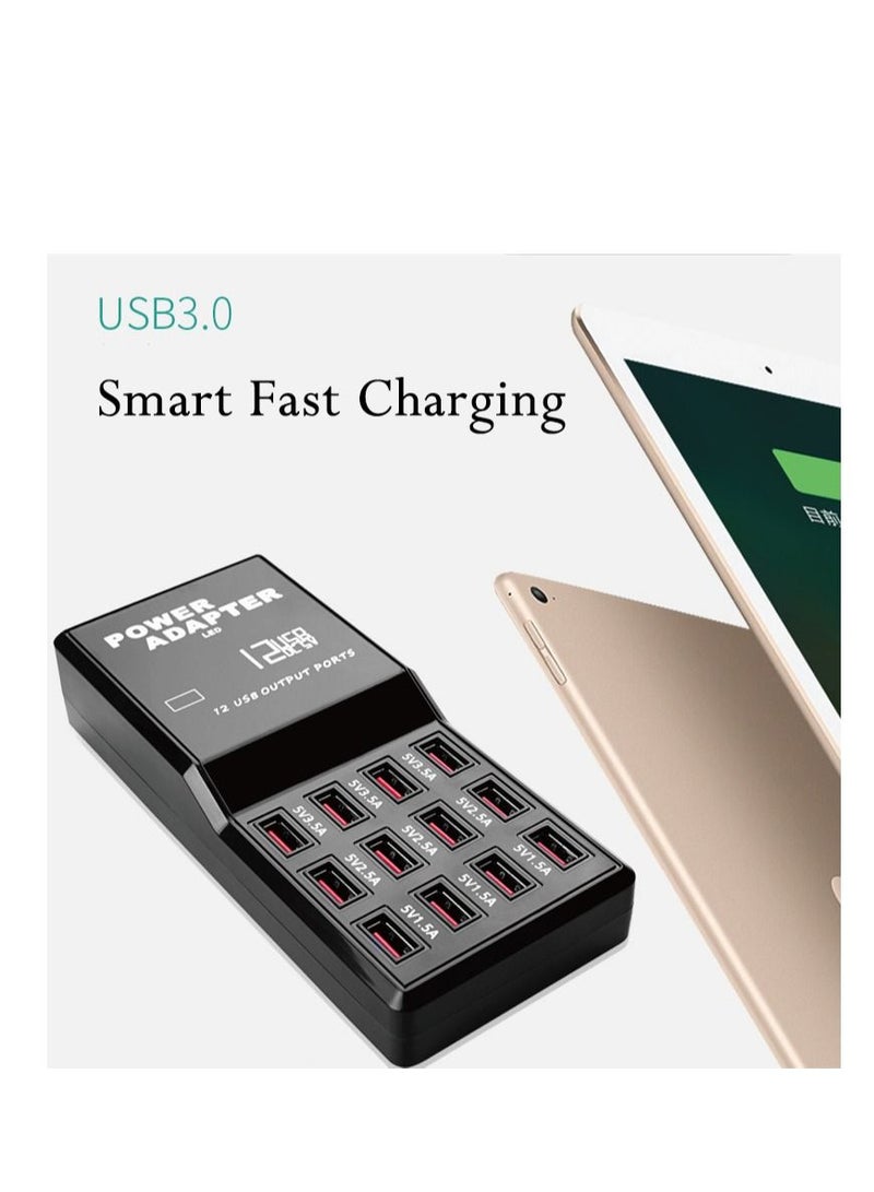 Usb Charger With 12 Port Hub Multiple Speed Charging Power Adapter Eu Plug For Usb Devices for the Complete Family