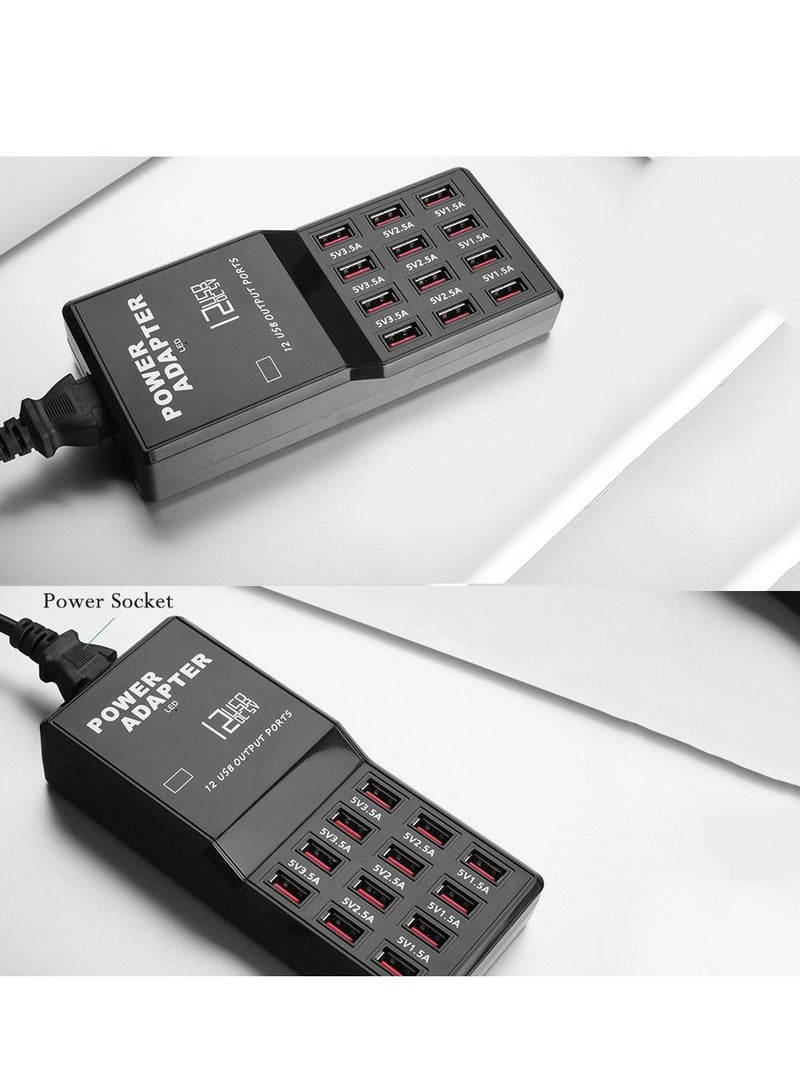 Usb Charger With 12 Port Hub Multiple Speed Charging Power Adapter Eu Plug For Usb Devices for the Complete Family