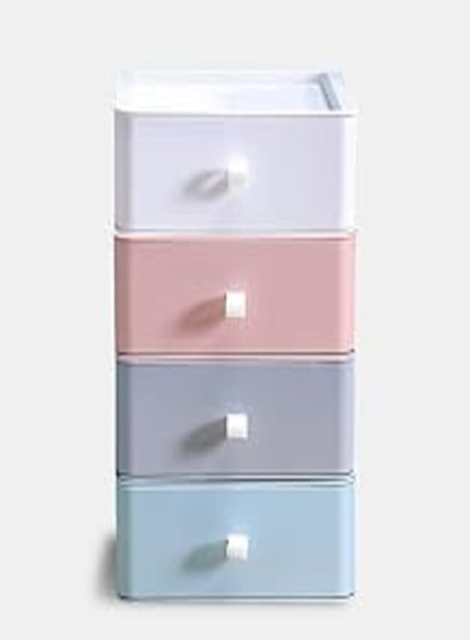 Stackable Storage Tray Organizer Storage Case for Stationery Jewelry Makeup Bathroom Utility Home and Office Use (4, White) 