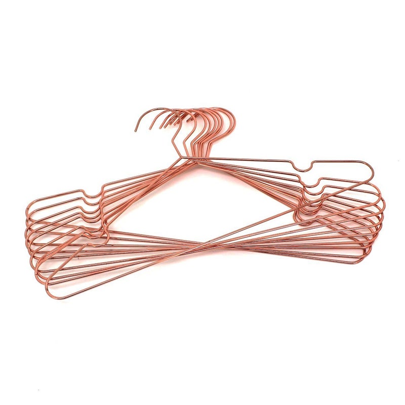 Koobay 30Pack Koobay 13" Children Rose Copper Gold Shiny Metal Wire Top Clothes Hangers for Shirts Coat Storage & Display - Image 2