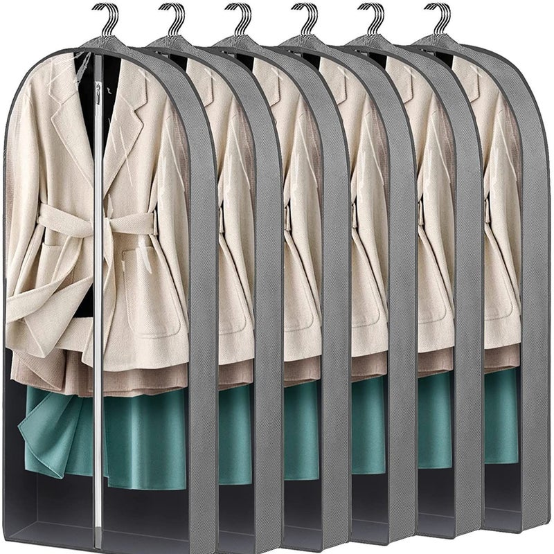 Thick Coat Suit Cover Transparent Dustproof Garment Bag Grey 
