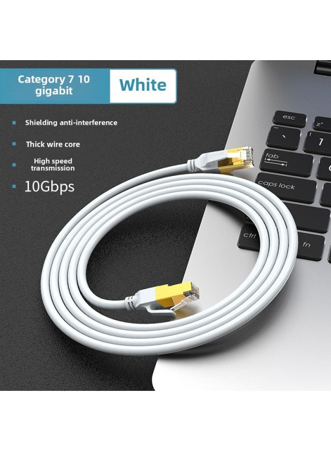 7-class 10 Gigabit E-sports Project Twisted Cable Cat7 Shielded High-speed Router Gigabit Broadband Home-Color:【Class 7 10 Gigabit】 Double-layer Shielding★White Round Wire-Line Length:3m - Image 3