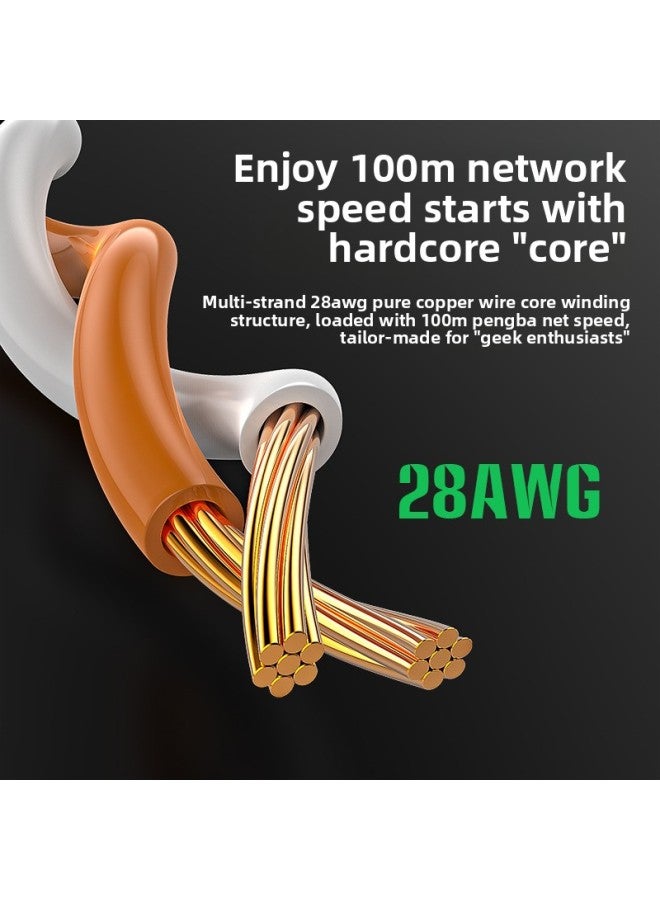 7-class 10 Gigabit E-sports Project Twisted Cable Cat7 Shielded High-speed Router Gigabit Broadband Home-Color:【Class 7 10 Gigabit】 Double-layer Shielding★White Round Wire-Line Length:3m - Image 5