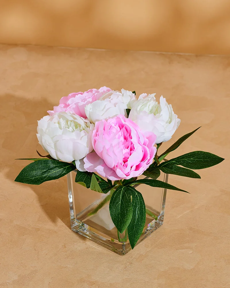 REDTAG Pink & Peony In Glass Vase 17x23x23Cm