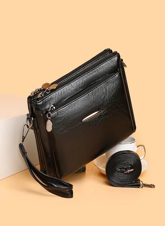 ketmart Women small shoulder bag PU leather material | With Shoulder Adjustable Strap And zipper pocket multi use bag(Color_Black) - Image 2