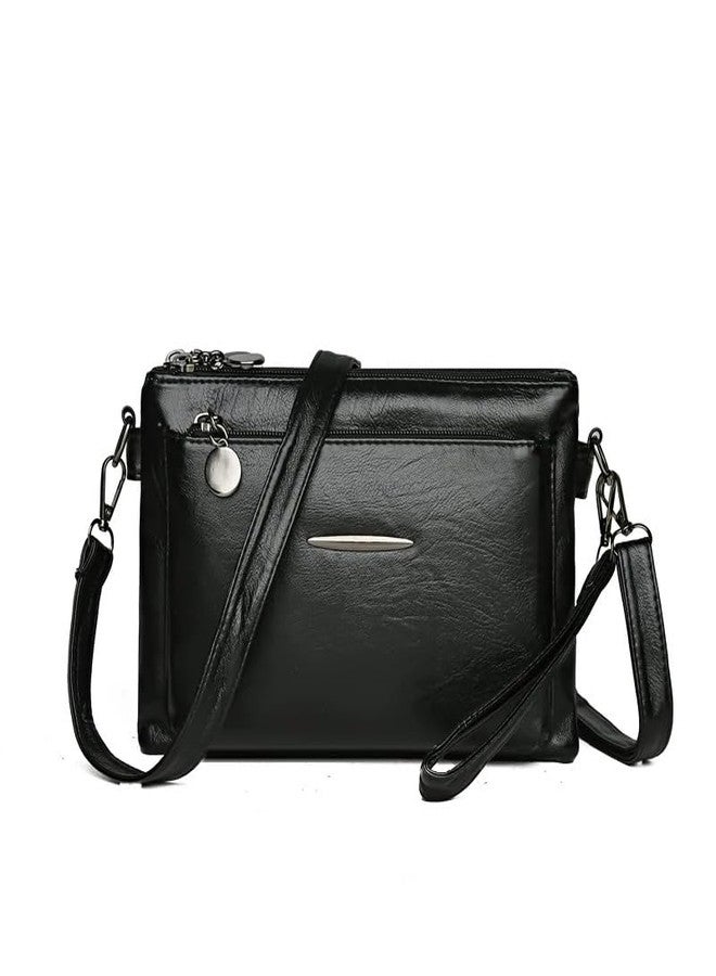 ketmart Women small shoulder bag PU leather material | With Shoulder Adjustable Strap And zipper pocket multi use bag(Color_Black) - Image 1