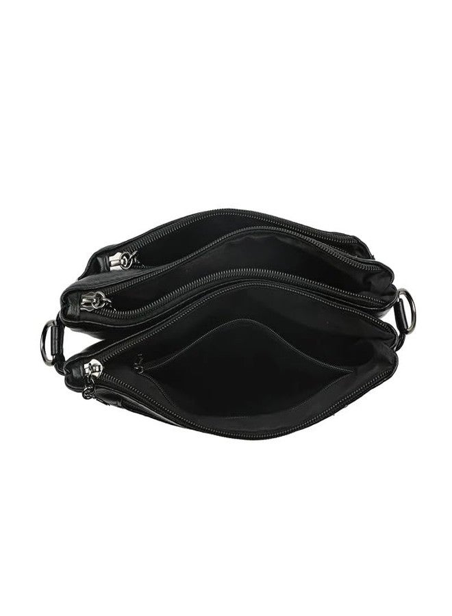 ketmart Women small shoulder bag PU leather material | With Shoulder Adjustable Strap And zipper pocket multi use bag(Color_Black) - Image 5