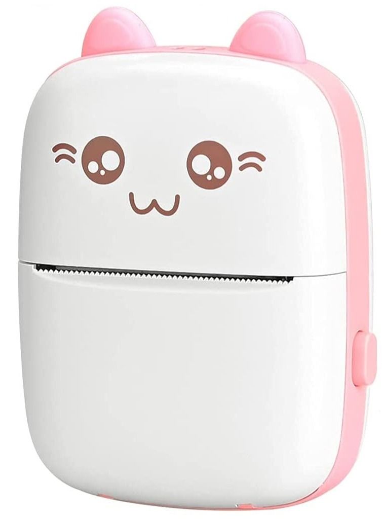 Mini Portable Wireless Bluetooth Pocket Thermal Printers with 1 Rolls Printing Paper for Android iOS Smartphone (Pink) - Image 1