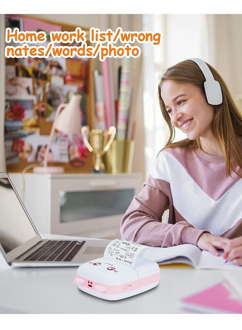 Mini Portable Wireless Bluetooth Pocket Thermal Printers with 1 Rolls Printing Paper for Android iOS Smartphone (Pink) - Image 5