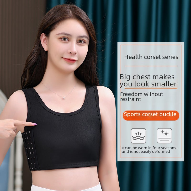 Breathable Chest Binder Invisible Flat Sports Bra White  - Image 4