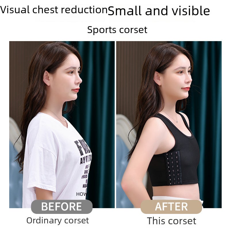 Breathable Chest Binder Invisible Flat Sports Bra White  - Image 5