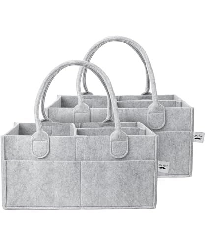 Mr. Pen Mr Pen Baby Diaper Caddy Organizer 2 Pack Gray Nursery Storage Bin and Car Organizer for Diapers and Baby Wipes - Image 1