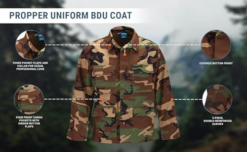 Propper Men's F545455-Men's BDU Coat, Woodland, Large Long - Image 5