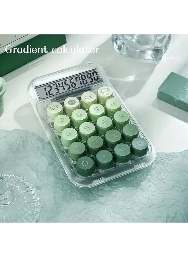 Transparent Gradient Key Calculator With Durable Structure Fast Calculation Battery Powered Study Tool For School Office Use Green - Image 1