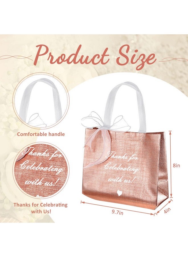 Amylove Amylove 36 Pcs Thank You Gift Bags 8 x 10 x 4 Inches Rose Welcome Bags for Wedding Guests Thank You for Celebrating with Us Wedding Gift Bag Welcome Bag Birthday Glossy Tote Ribbon Reusable Bag - Image 2
