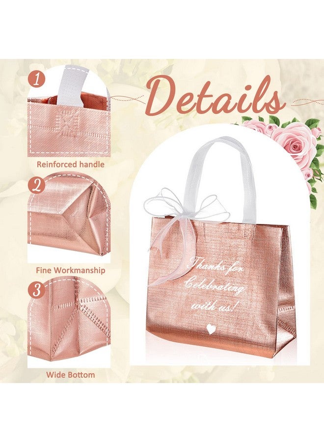 Amylove Amylove 36 Pcs Thank You Gift Bags 8 x 10 x 4 Inches Rose Welcome Bags for Wedding Guests Thank You for Celebrating with Us Wedding Gift Bag Welcome Bag Birthday Glossy Tote Ribbon Reusable Bag - Image 3