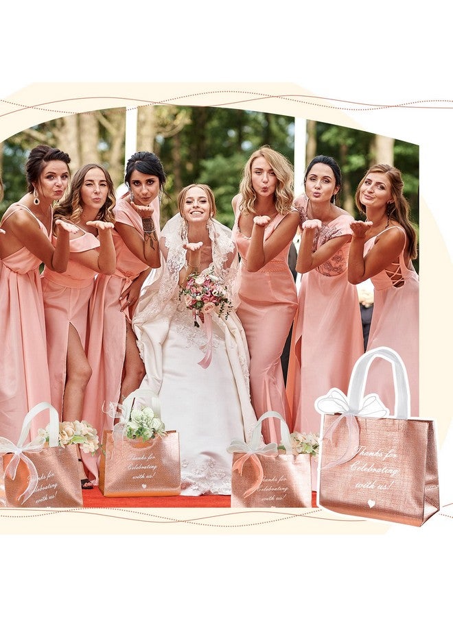 Amylove Amylove 36 Pcs Thank You Gift Bags 8 x 10 x 4 Inches Rose Welcome Bags for Wedding Guests Thank You for Celebrating with Us Wedding Gift Bag Welcome Bag Birthday Glossy Tote Ribbon Reusable Bag - Image 5