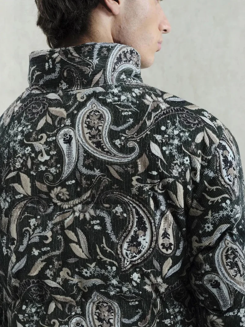 Giesto Khaki Green GIESTO Thick Patterned Bomber Jacket with Zipper Closure for Men | Best Price UAE