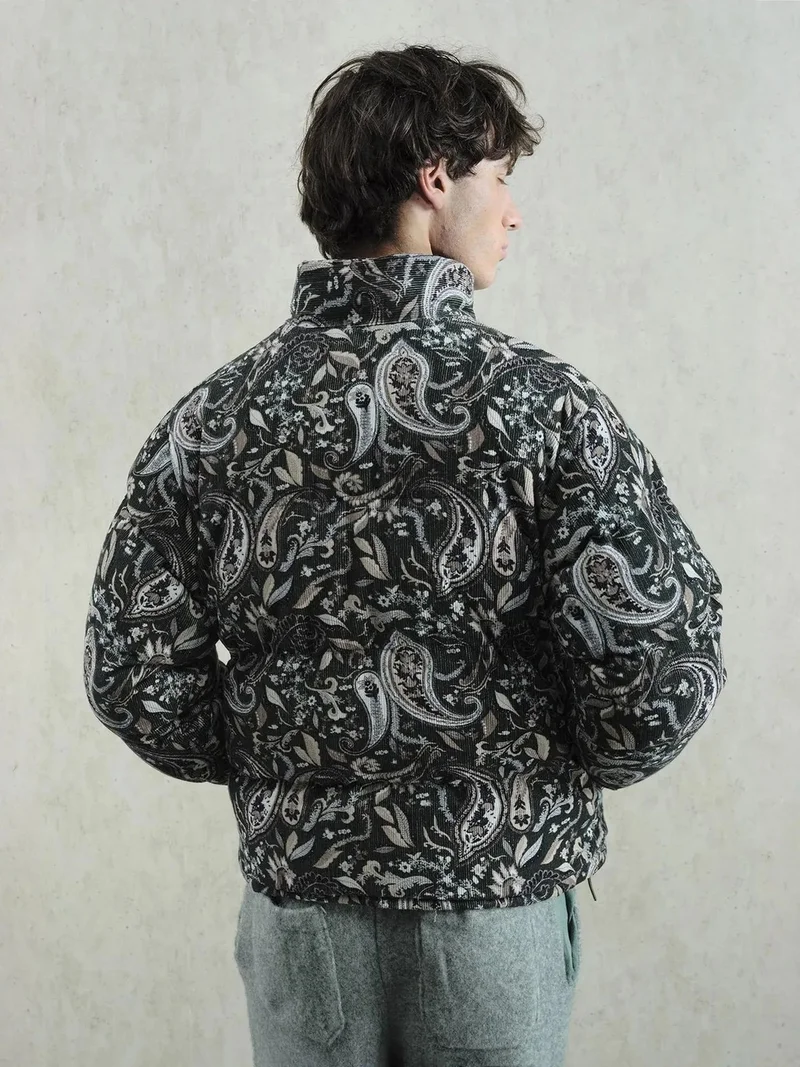 جيستو GIESTO Thick Patterned Bomber Jacket with Zipper Closure