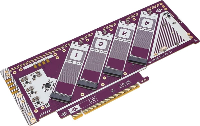 بطاقة توسيع Cosiki PCIE 5.0 X16 إلى NVMe M.2 SSD، محول SSD بسرعة تصل إلى 512 جيجابت في الثانية، بطاقة توسيع M.2 مع دعم PCIE 5.0 و4.0 و3.0، مثالية لأنظمة 8 والإصدارات الأحدث، وOS X والأنظمة الأخرى. - Image 5