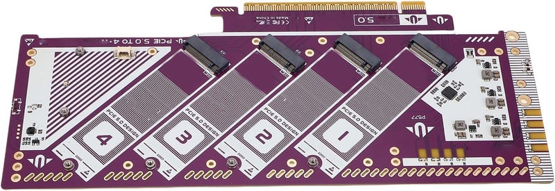 بطاقة توسيع Cosiki PCIE 5.0 X16 إلى NVMe M.2 SSD، محول SSD بسرعة تصل إلى 512 جيجابت في الثانية، بطاقة توسيع M.2 مع دعم PCIE 5.0 و4.0 و3.0، مثالية لأنظمة 8 والإصدارات الأحدث، وOS X والأنظمة الأخرى. - Image 3